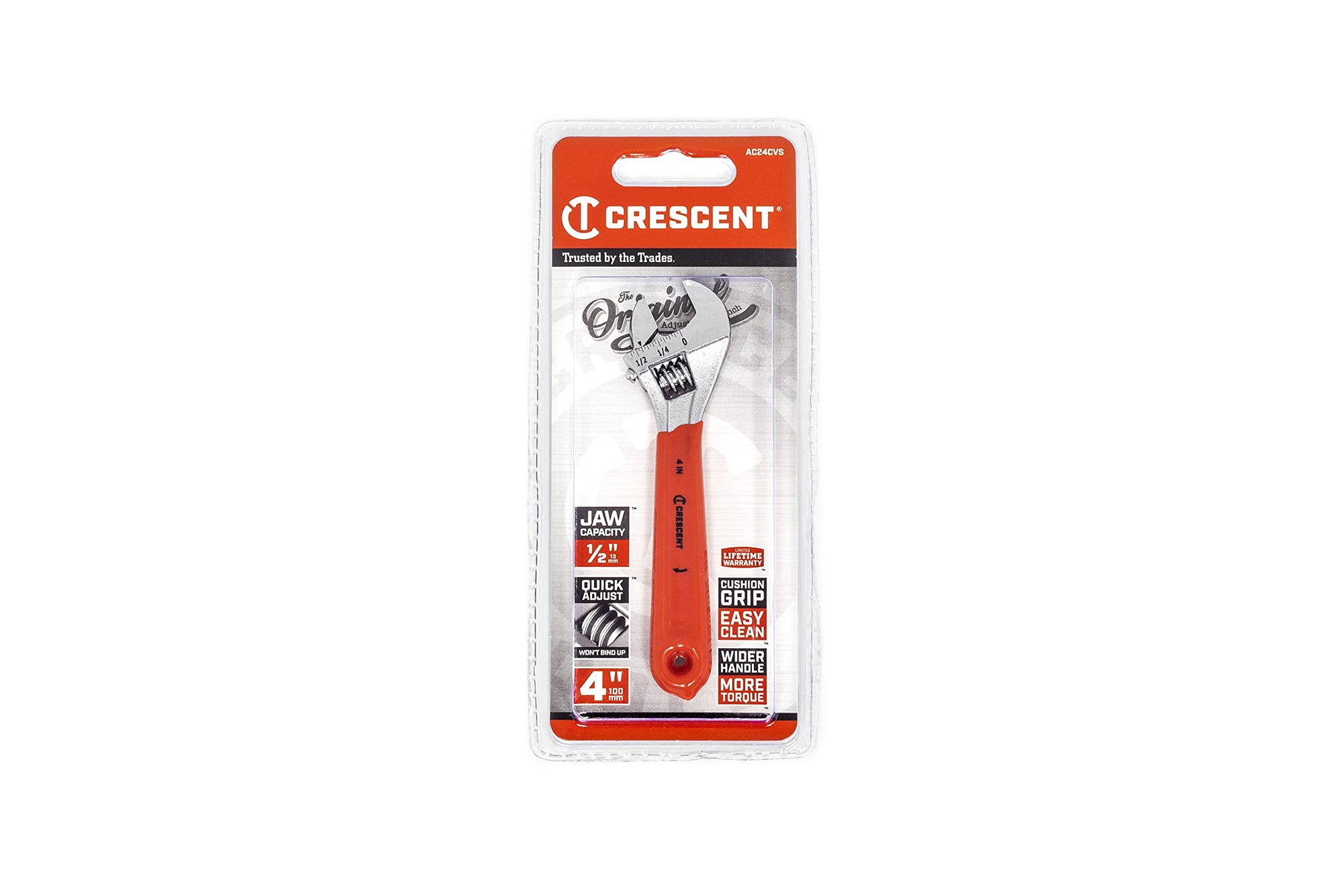 4" Crescent Adjustable Cushion Grip Wrench - Carded - AC24CVS