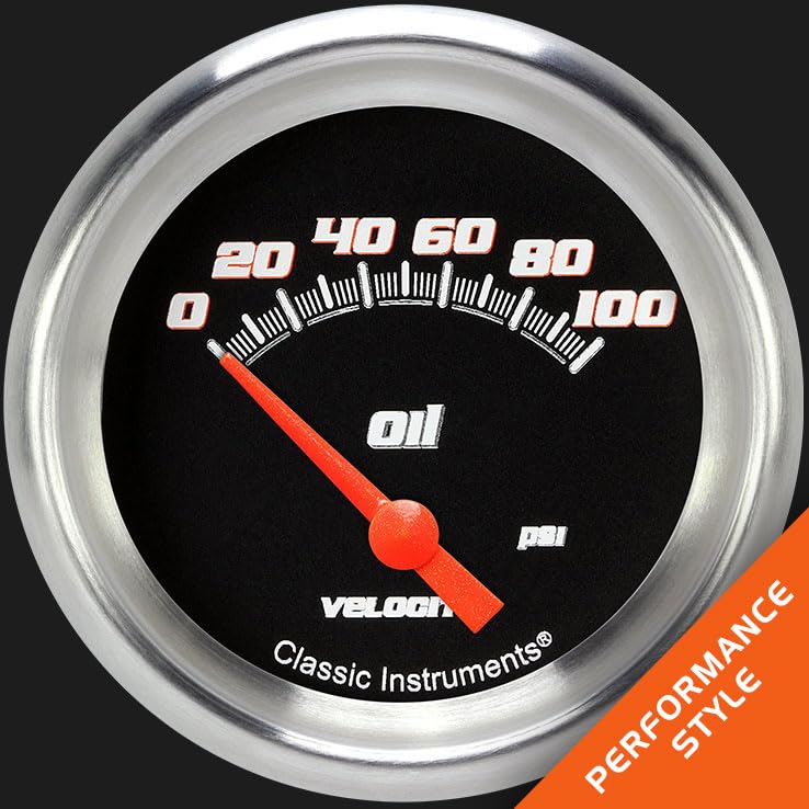Velocity Classic Instruments Black 2 5/8" Oil Pressure Gauge 100 PSI Electric VS281BAPF