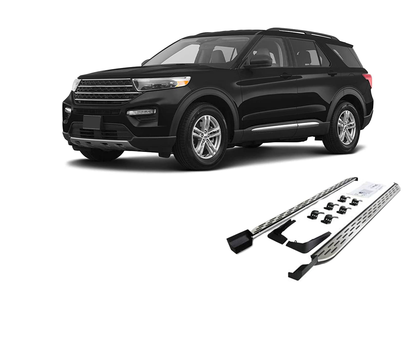 OEM Replica Black Horse Running Boards Aluminum Compatible with 2020-2024 Ford Explorer-RFOEX-20