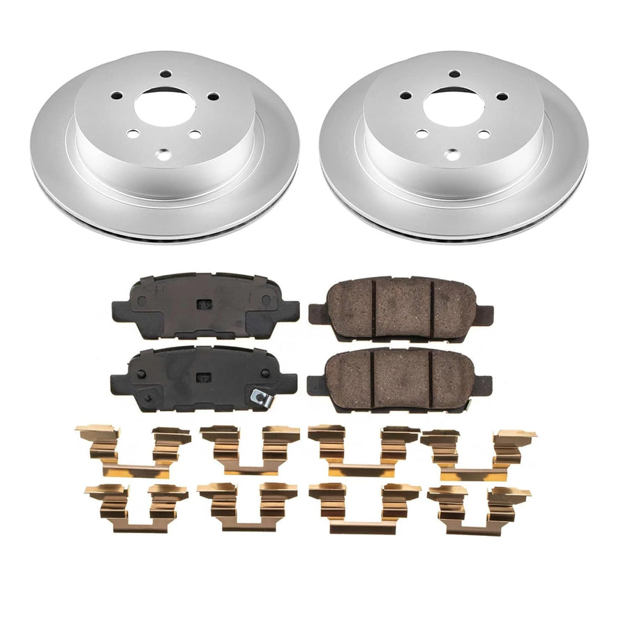 Rear Brake Pads and Brake Rotors POWERSTOP Brake Kit For INFINITI FX35 2009 Geomet Coated [Vehicle Specific]
