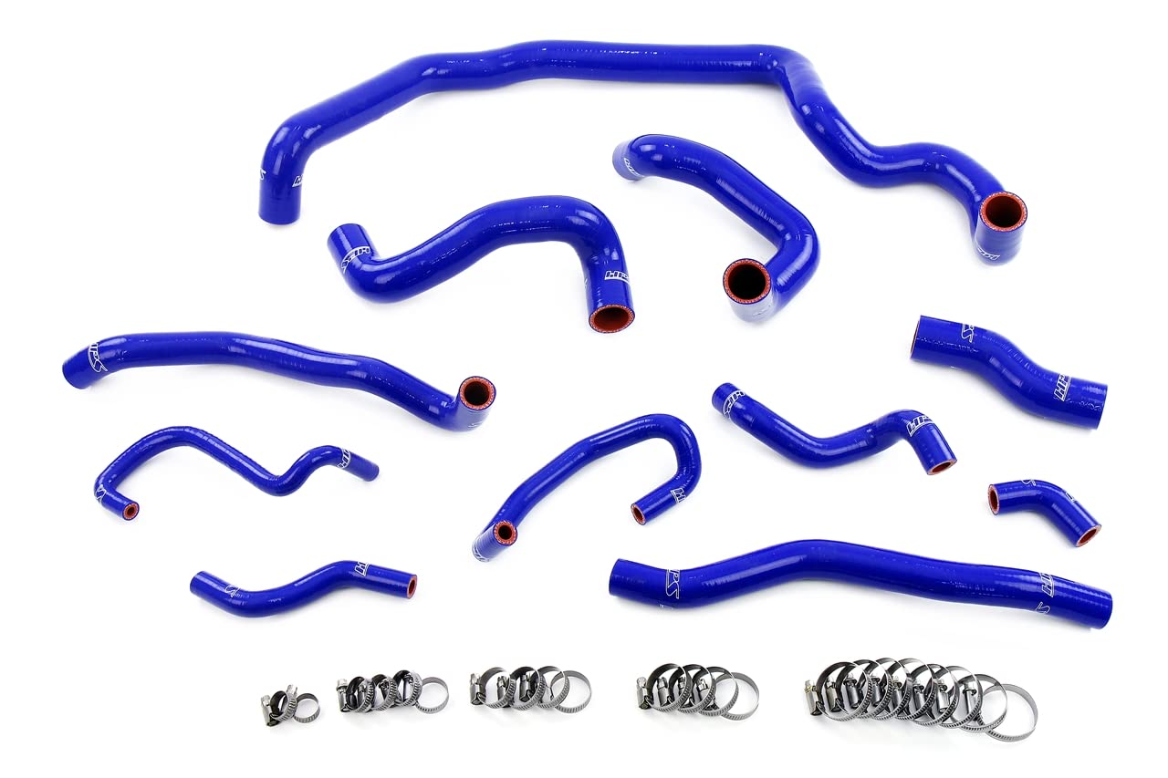 HPS Performance Blue Silicone Radiator, Water Pump, Heater, Expansion Tank Coolant Hoses Compatible for 2007-2012 Mini Cooper 1.6L Turbo (N14) Manual Trans, 57-1995-BLUE