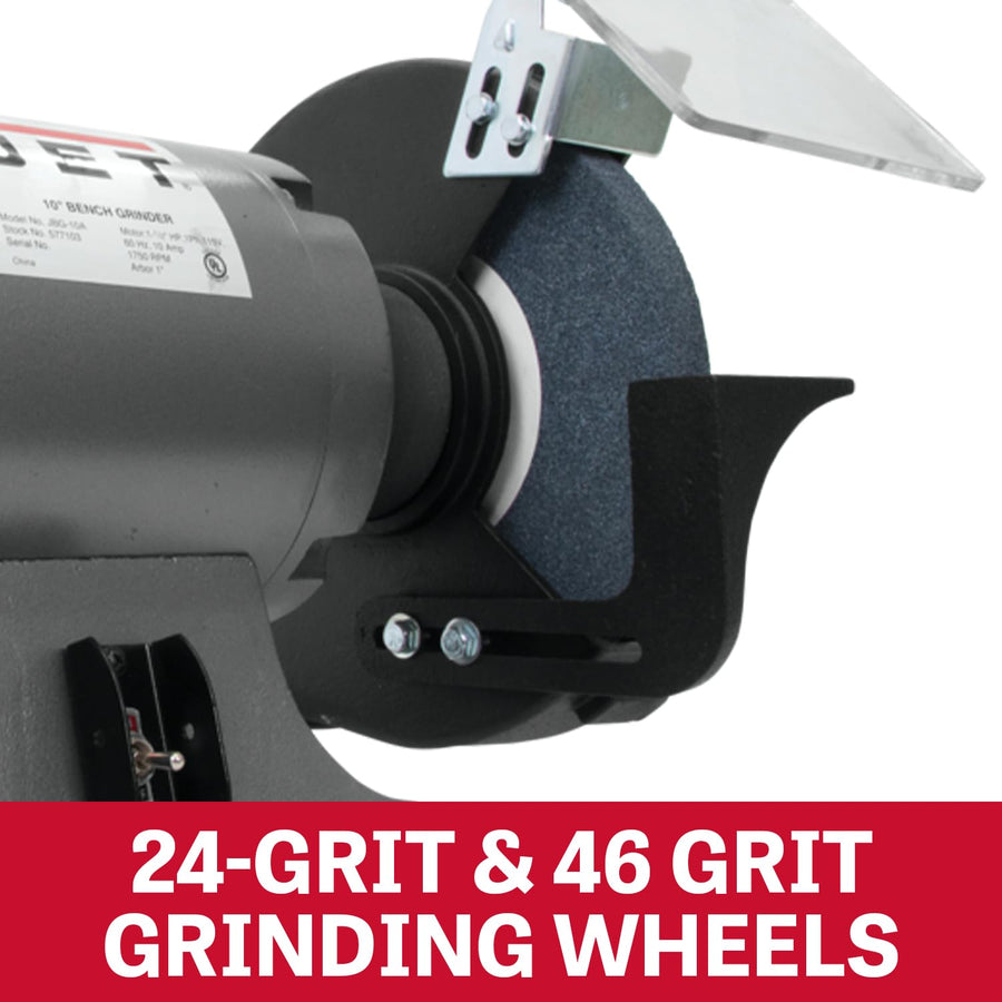 JET 10-Inch Grinder Bench, 1750 RPM, 1 HP, 120V 1Ph (Model JBG-10)