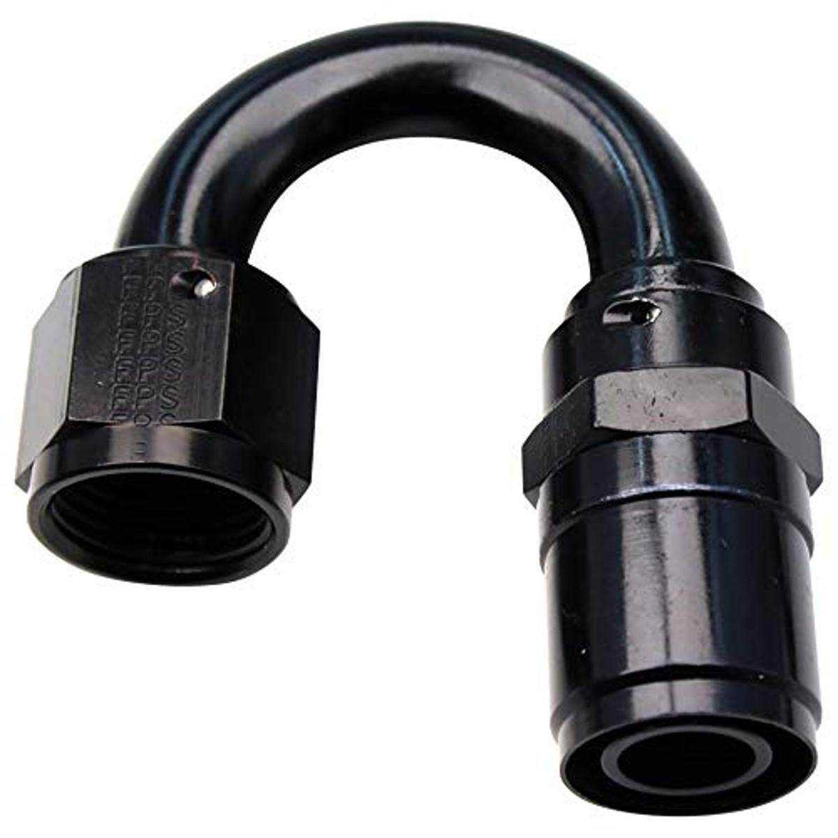 Fragola Fitting, 12 an Hose Crimp to 12 an Female, Crimp-On, 180 Degree, Aluminum, Black Anodize, Each