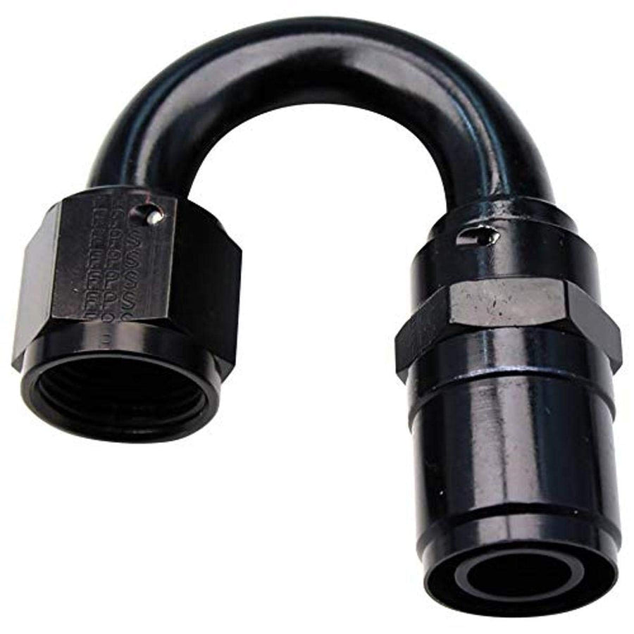 Fragola Fitting, 180 Degree Hose End, Crimp-On, 10 an Hose Crimp to 10 an Female, Aluminum, Black Anodize, Each
