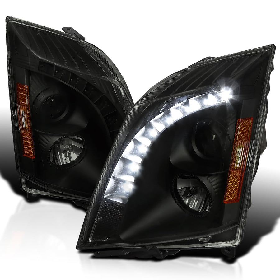 Black Smoke SPEC-D TUNING SMD LED Projector Headlights Compatible with 2008-2013 Cadillac CTS, Left + Right Pair Headlamps Assembly