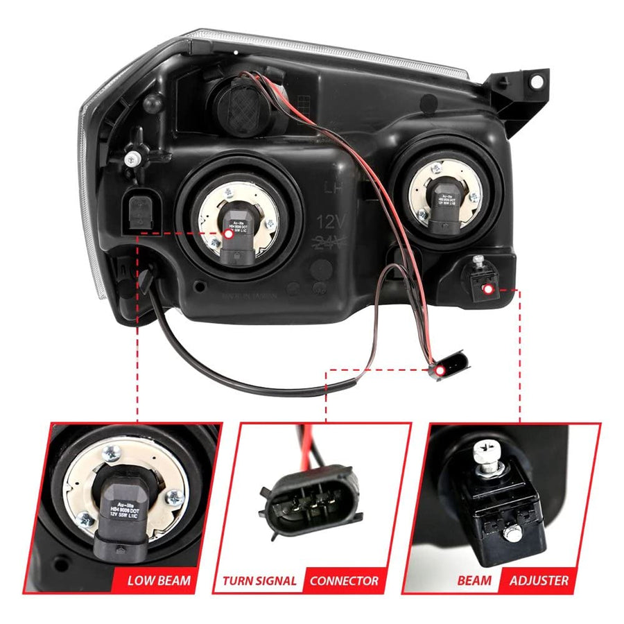 2005-2007 ANZO Compatible with Dodge Magnum Crystal Headlight Black Amber