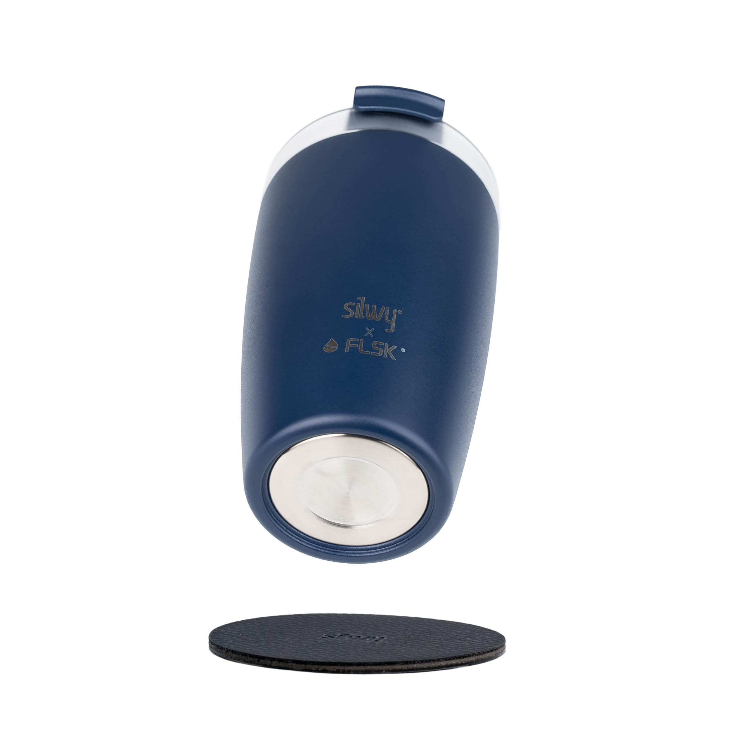 Midnight Silwy Magnetic Thermal Mug To Go - 350ml Stainless Steel, Double Wall, Leakproof, Magnetic Base - For Travel, Leisure Activities