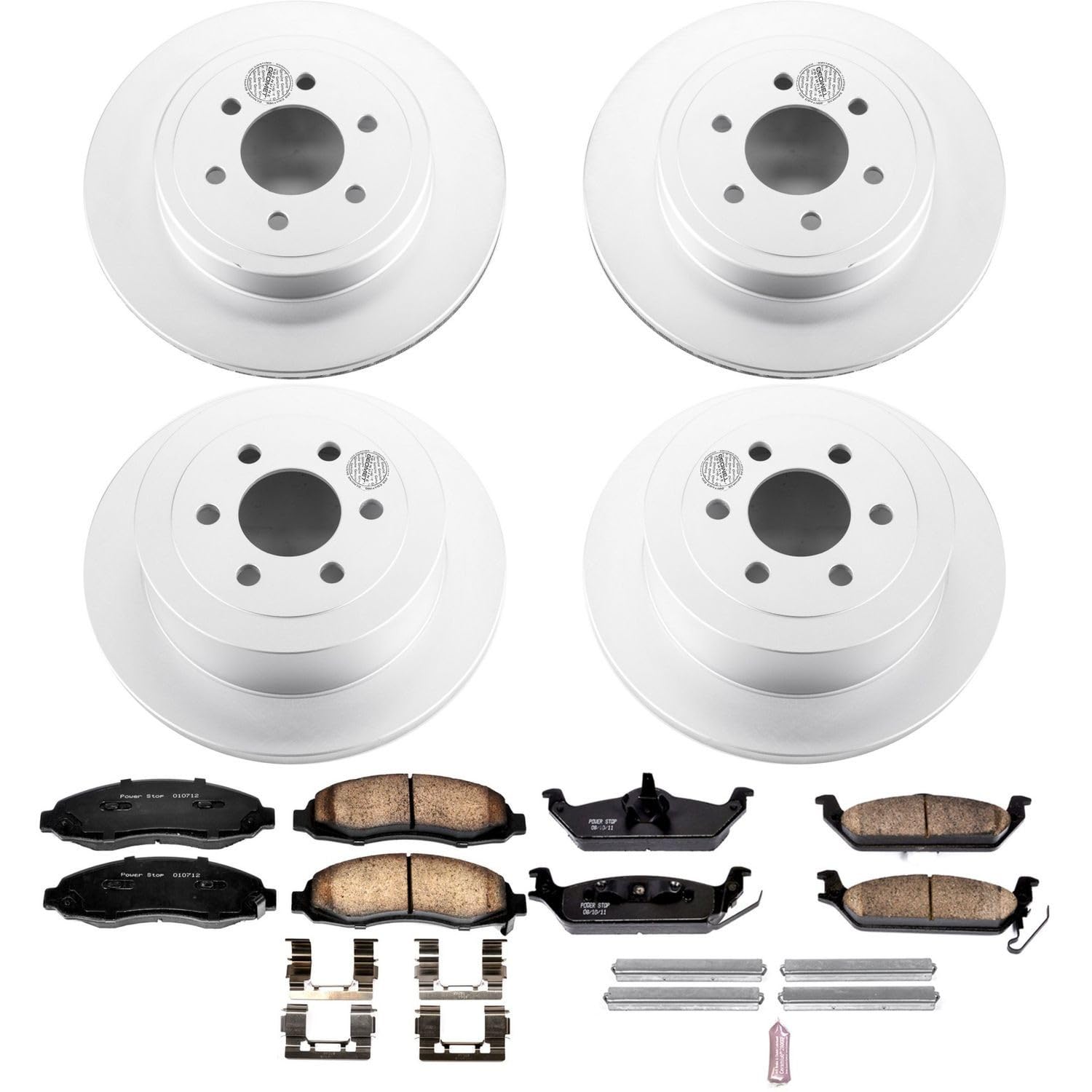 Power Stop Coated CRK2188 Brake Rotor and Ceramic Brake Pads- Front & Rear For Dodge Dakota 2003-2004 [Model Specific]