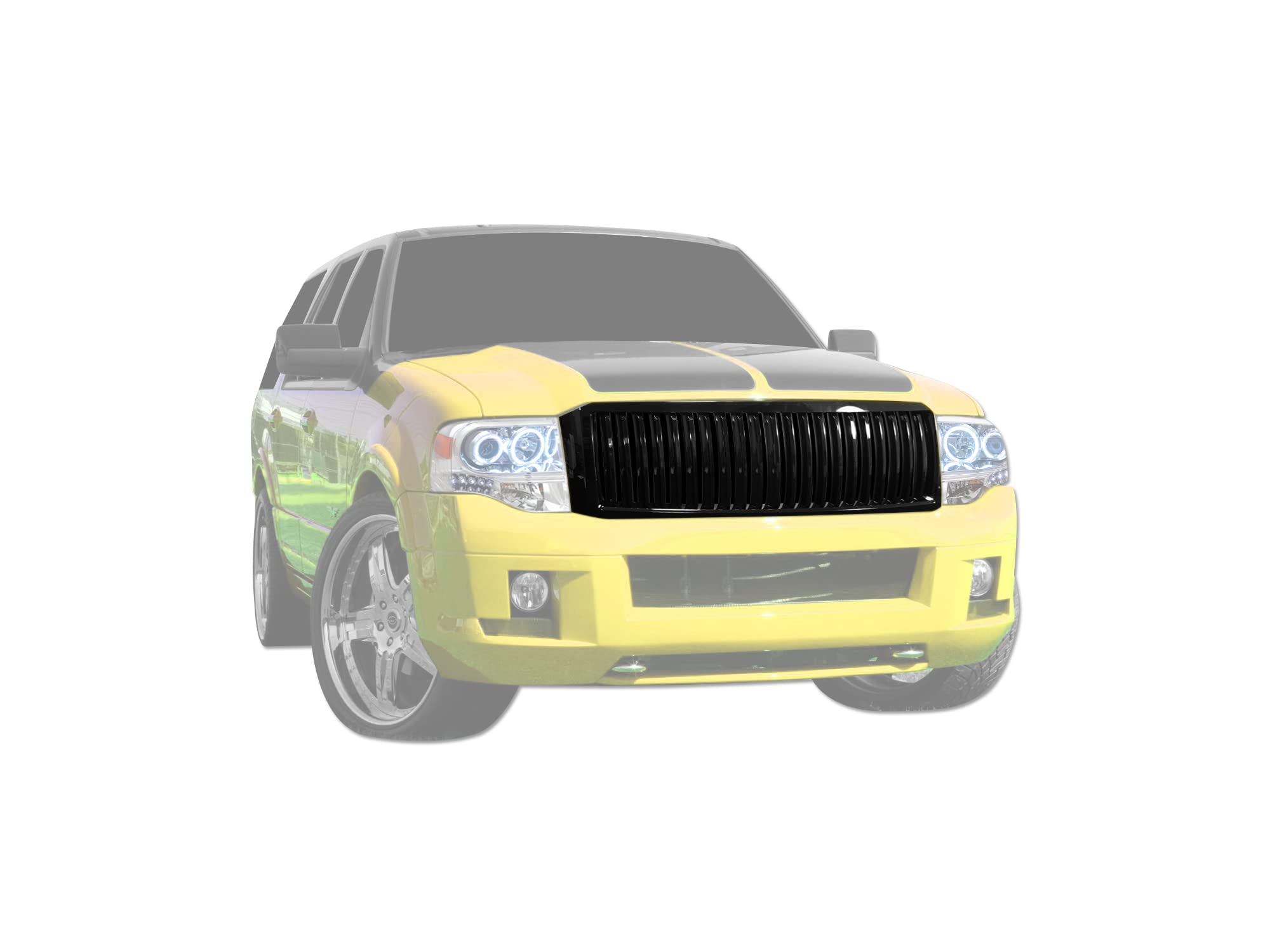 Vertical Front Hood Grille Armordillo USA 7148109 - Gloss Black Fits 2007-2014 Ford Expedition
