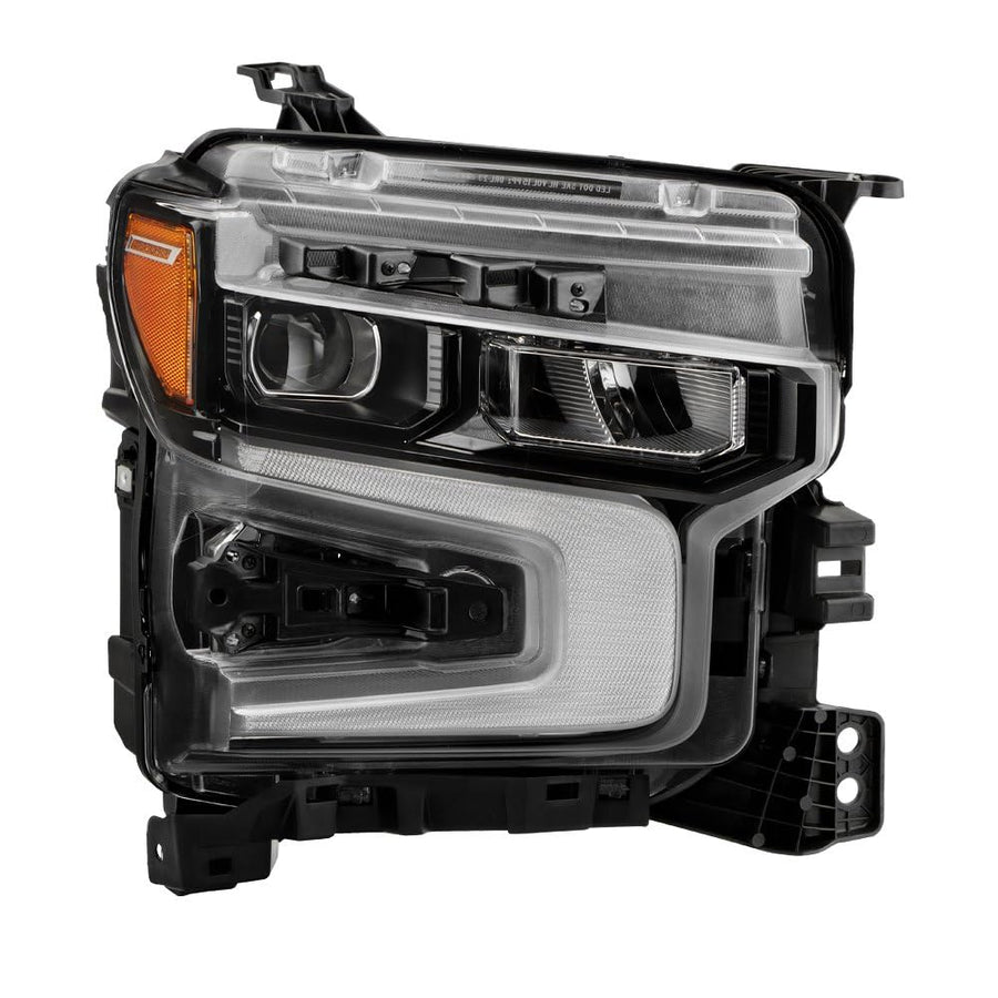 Chevy Silverado Spyder (POE) 22-24 1500 (ZR2 White LED DRL) LED Reflector (high Intensity) with LED Signature Curtain DRL and White Tracer Animation Black Bezel Headlight - OE Black Right