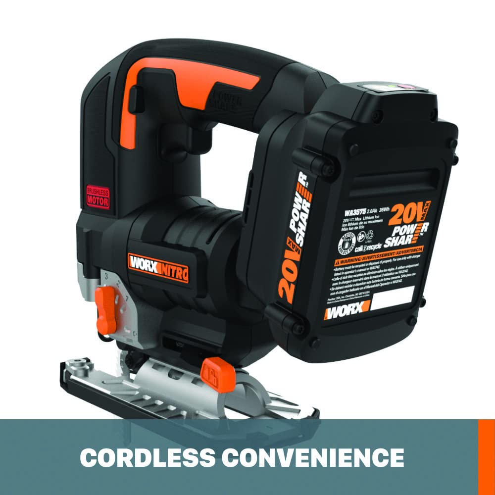 20V Worx NITRO Power Share Cordless Jigsaw with Brushless Motor - WX542L.9 (Tool Only)