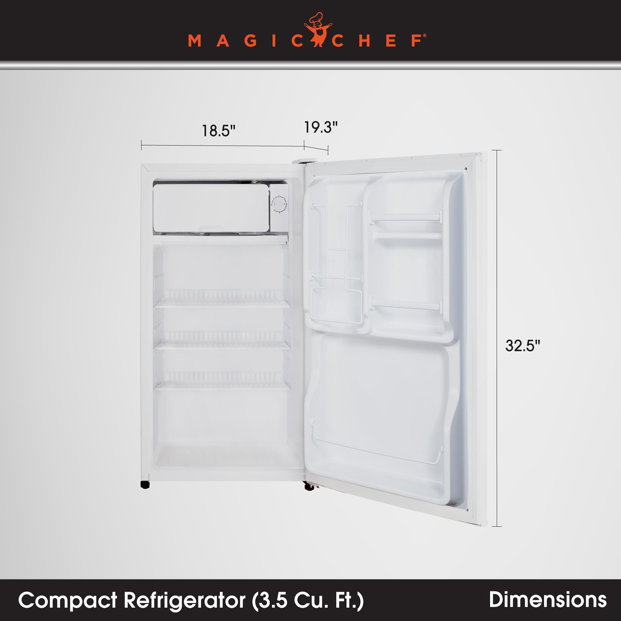 3.5 cu. ft. Magic Chef Mini Fridge in White with Interior Freezer Section