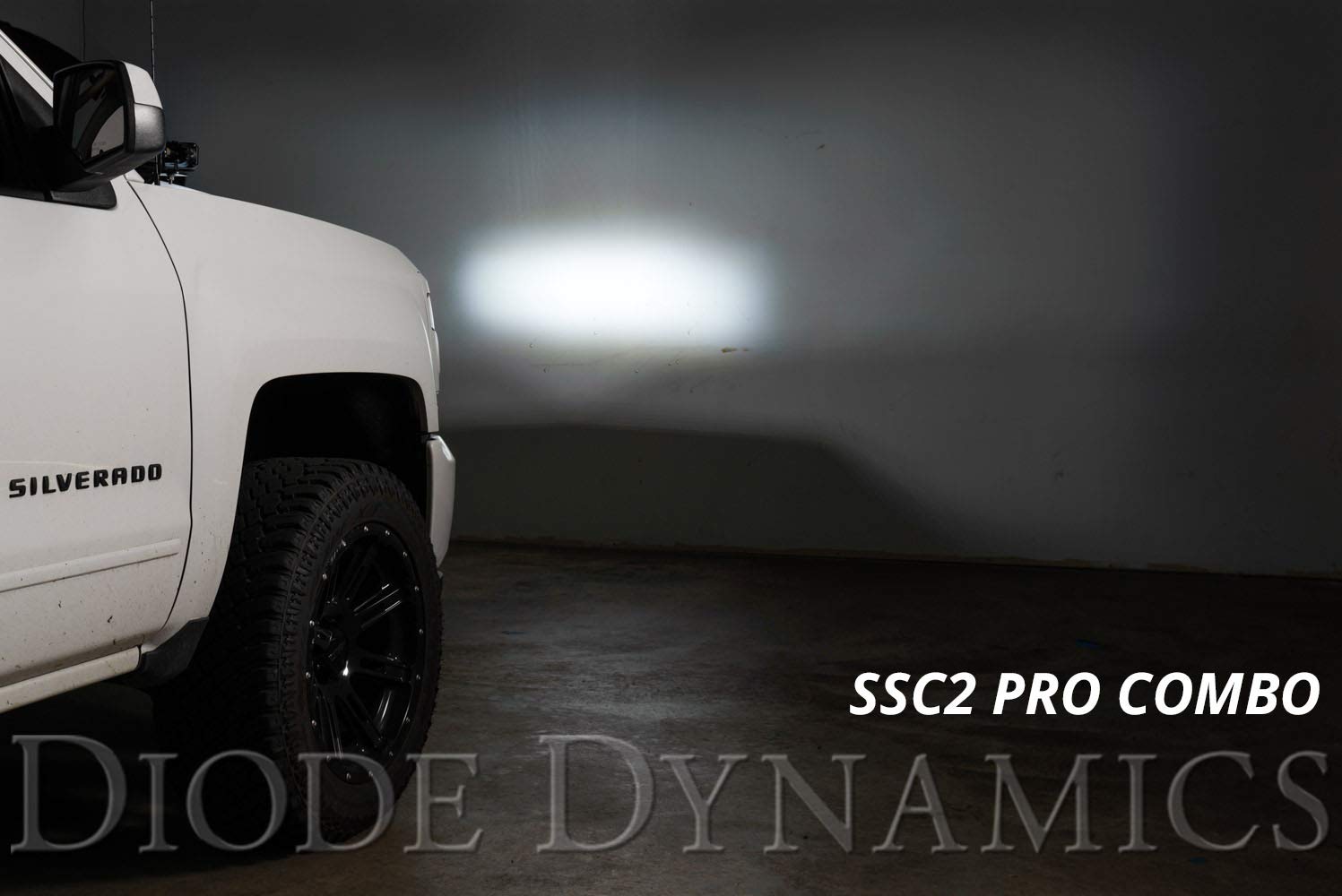 Diode Dynamics Backlit Stage Series Ditch Light Kit compatible with Chevrolet Silverado 1500 2014-2019, C2 1.0 Pro White Combo