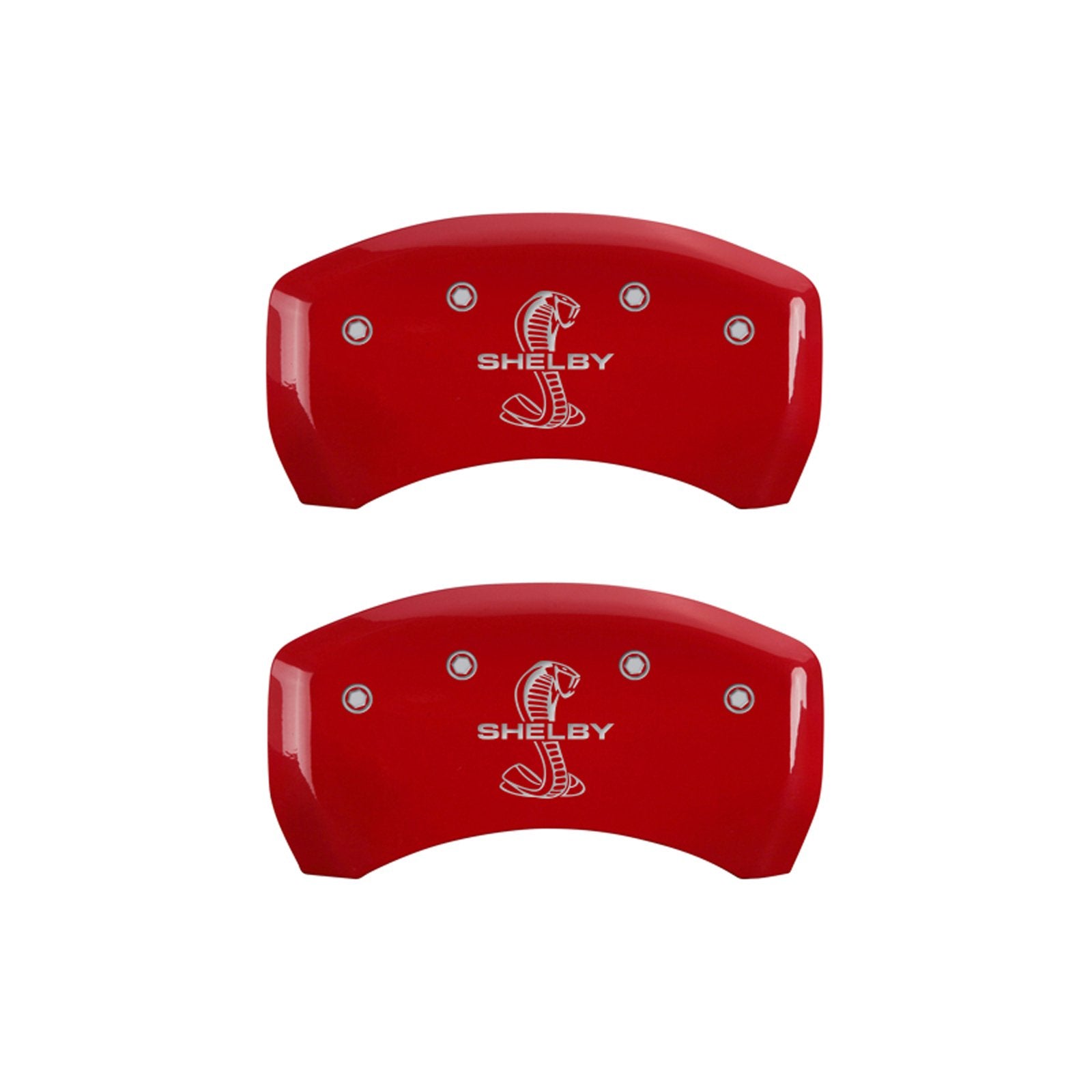 MGP 10203RSBYRD Caliper Covers Red Brake Covers Engraved with Silver Shelby/Tiffany Snake (Set of 2)