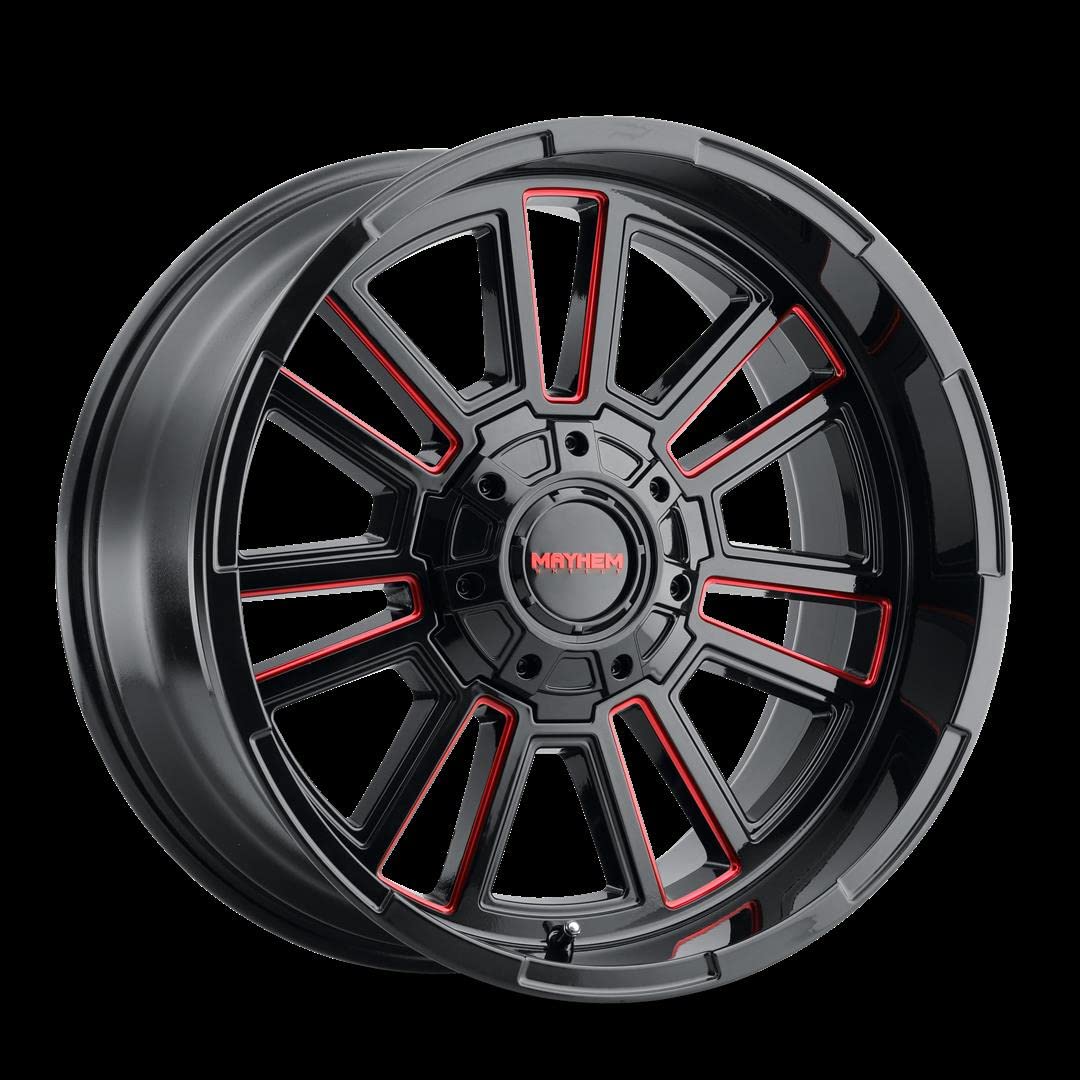 Apollo MAYHEM 8115 Gloss Black Milled Prism RED Milled 20-10 8-165.1 -19MM 125.2MM
