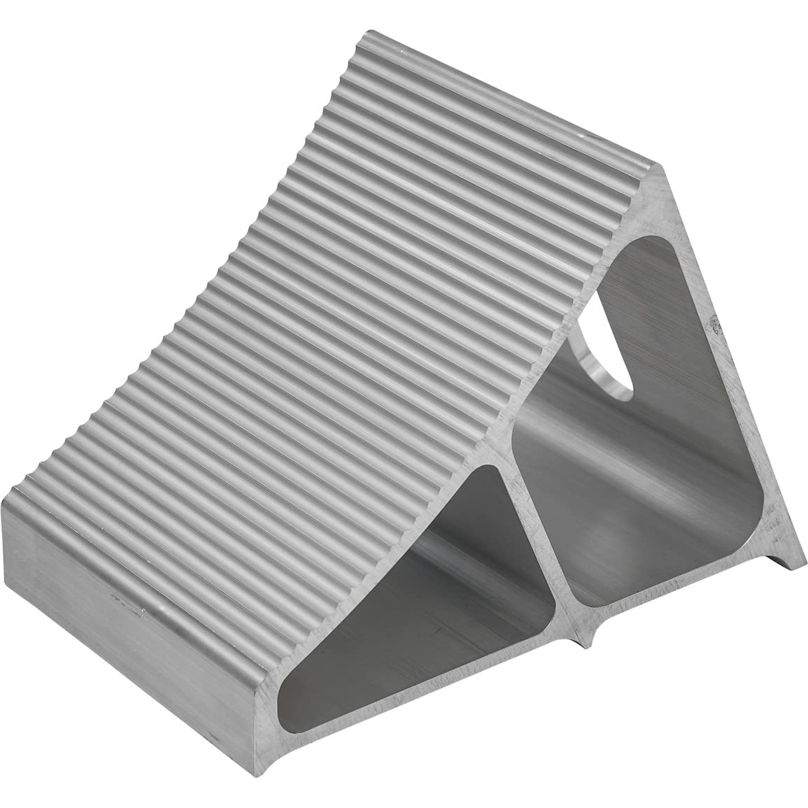 Aluminum Wheel Chock Buyers Products WC7118A with Ribbed Slope, 6 x 8.75 x 5.86 Inch, Added Security for Chocking Semi-Trailers and Trucks, Ideal for Snow and Ice Conditions