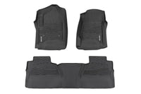 Flex-Fit Rough Country Floor Mats for Chevy Silverado & GMC Sierra 1500/2500HD/3500HD (2014–2018) Crew Cab - Front & Rear Set, All-Weather Non-Slip TPE Liners w/Spill Saver Lip