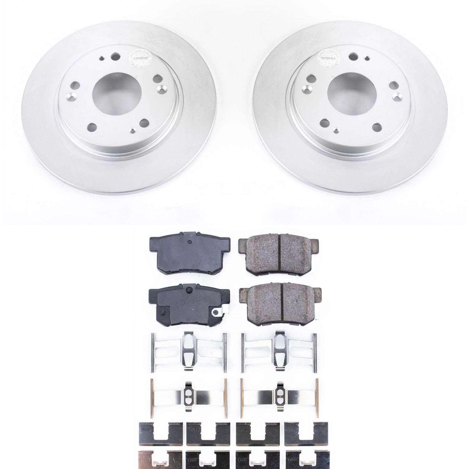 Power Stop Coated CRK5860 Brake Rotor and Ceramic Brake Pads- Rear For Honda CR-Z 2011-2015 [Model Specific]
