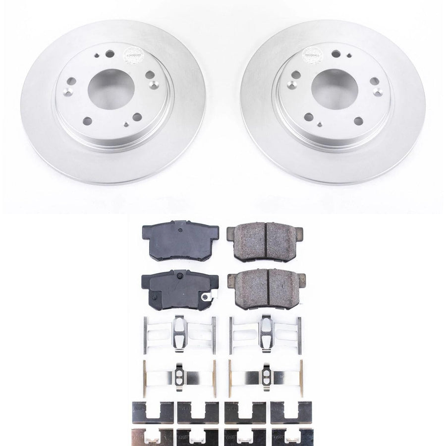 Power Stop Coated CRK5860 Brake Rotor and Ceramic Brake Pads- Rear For Honda CR-Z 2011-2015 [Model Specific]