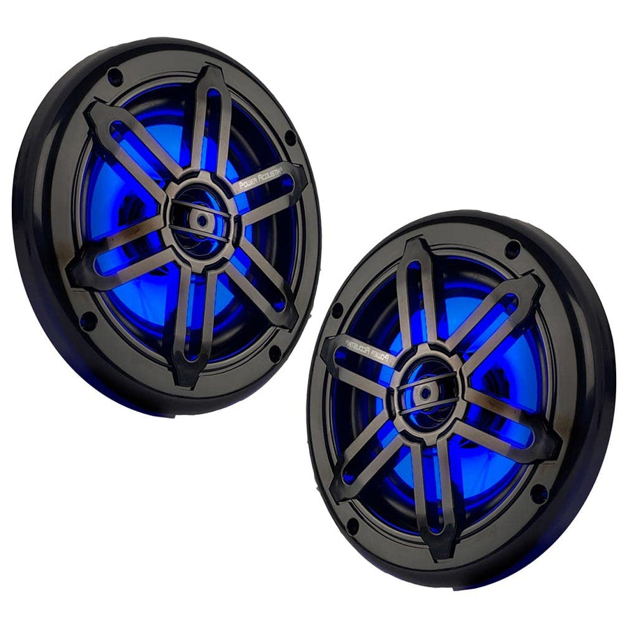 Marine Power Acoustik 6.5" 2-Way Speakers with Blue LED White & Black Grills