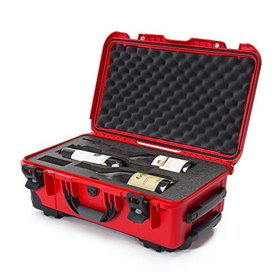 Protective Travel Case Nanuk 935 for 3 Bottles of Wine w/Wheels and Extendable Handle, TSA Approved - Red