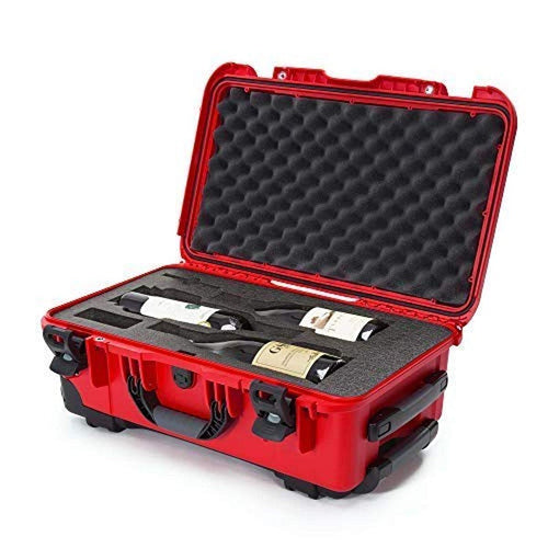 Protective Travel Case Nanuk 935 for 3 Bottles of Wine w/Wheels and Extendable Handle, TSA Approved - Red