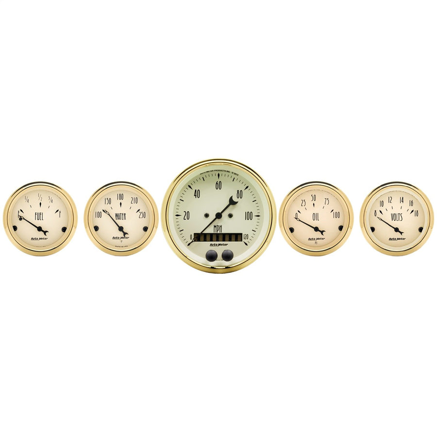 Gauge AutoMeter Kit, 5 Pc., 3 3/8" & 2 1/16", GPS Speedometer, Golden Oldies