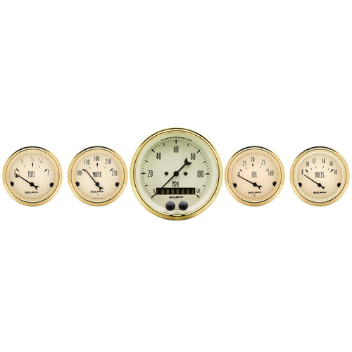 Gauge AutoMeter Kit, 5 Pc., 3 3/8" & 2 1/16", GPS Speedometer, Golden Oldies