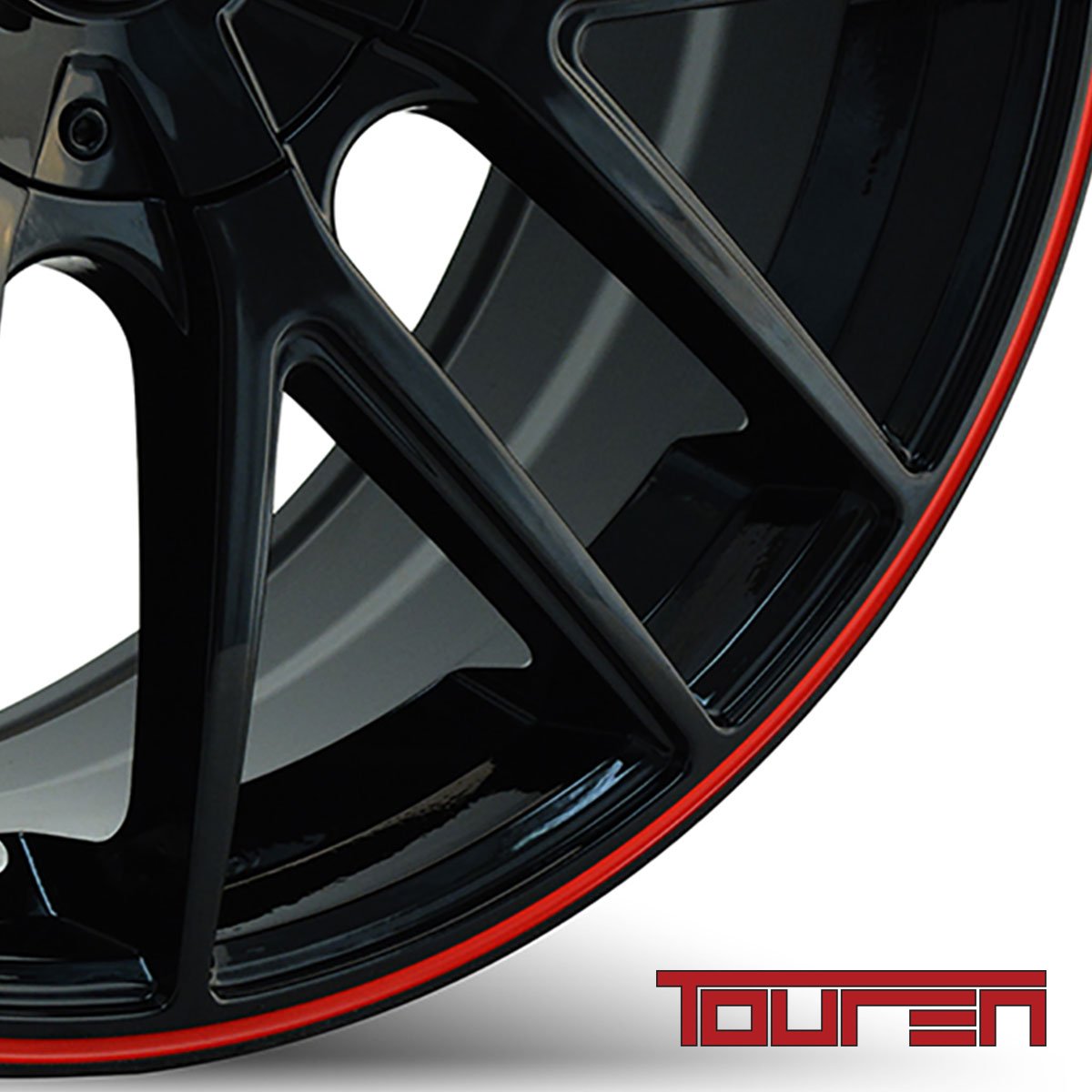 18x8 TR60, Bolt Pattern: 5x108/4.5, Offset: 40, BLACK/RED RING, set of 1