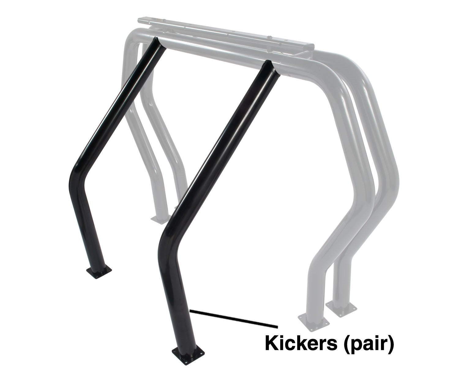 Go Rhino Bed Bar Component - Kickers Pair (On Wheel Wells) | Mild Steel, Black | 9516B
