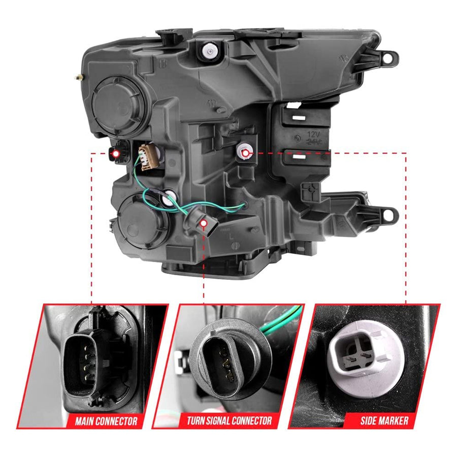 2018-2020 Ford F-150 Projector Headlight ANZO (111510) w/Plank Style Switchback Chrome Housing