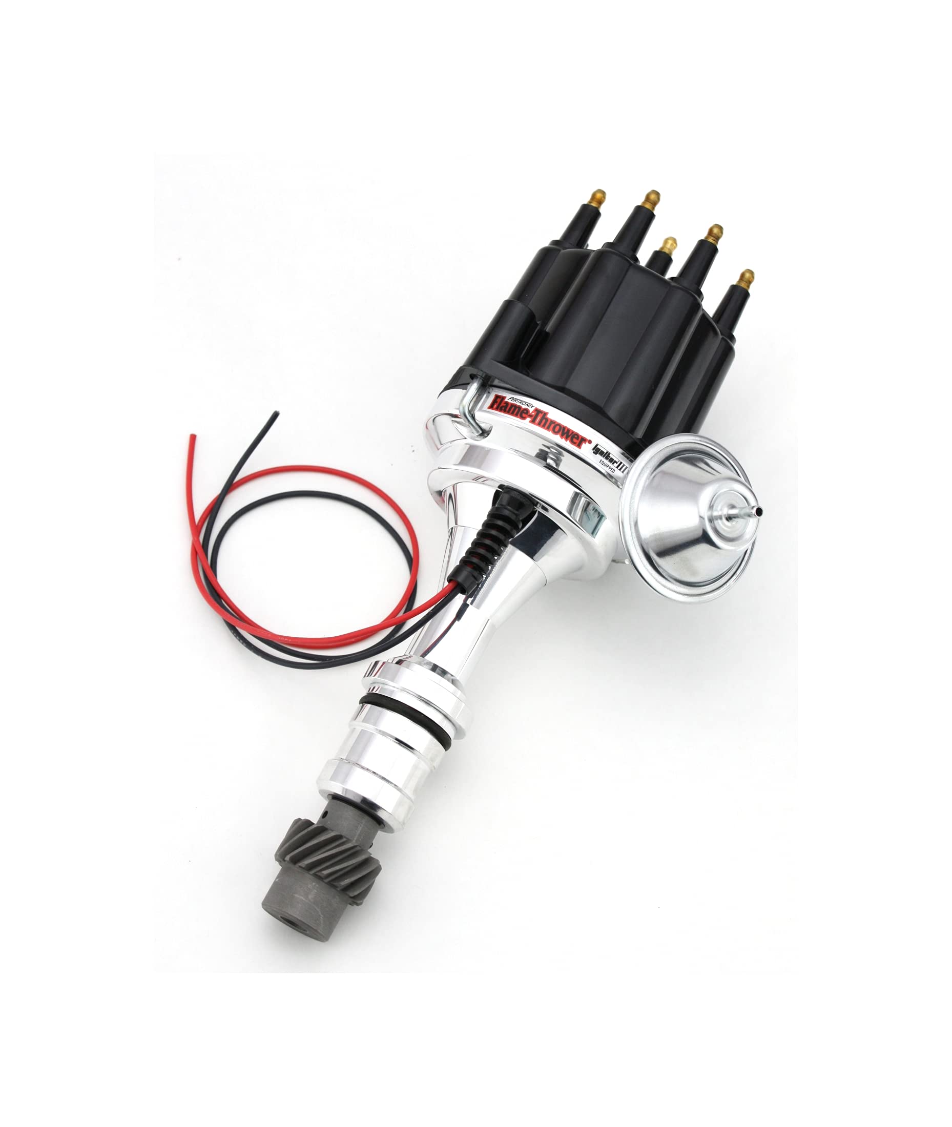 Pertronix D7110710 Black Flame-Thrower Vacuum Advance Male Cap Billet Electronic Distributor with Ignitor III Technology for Oldsmobile mobile V8