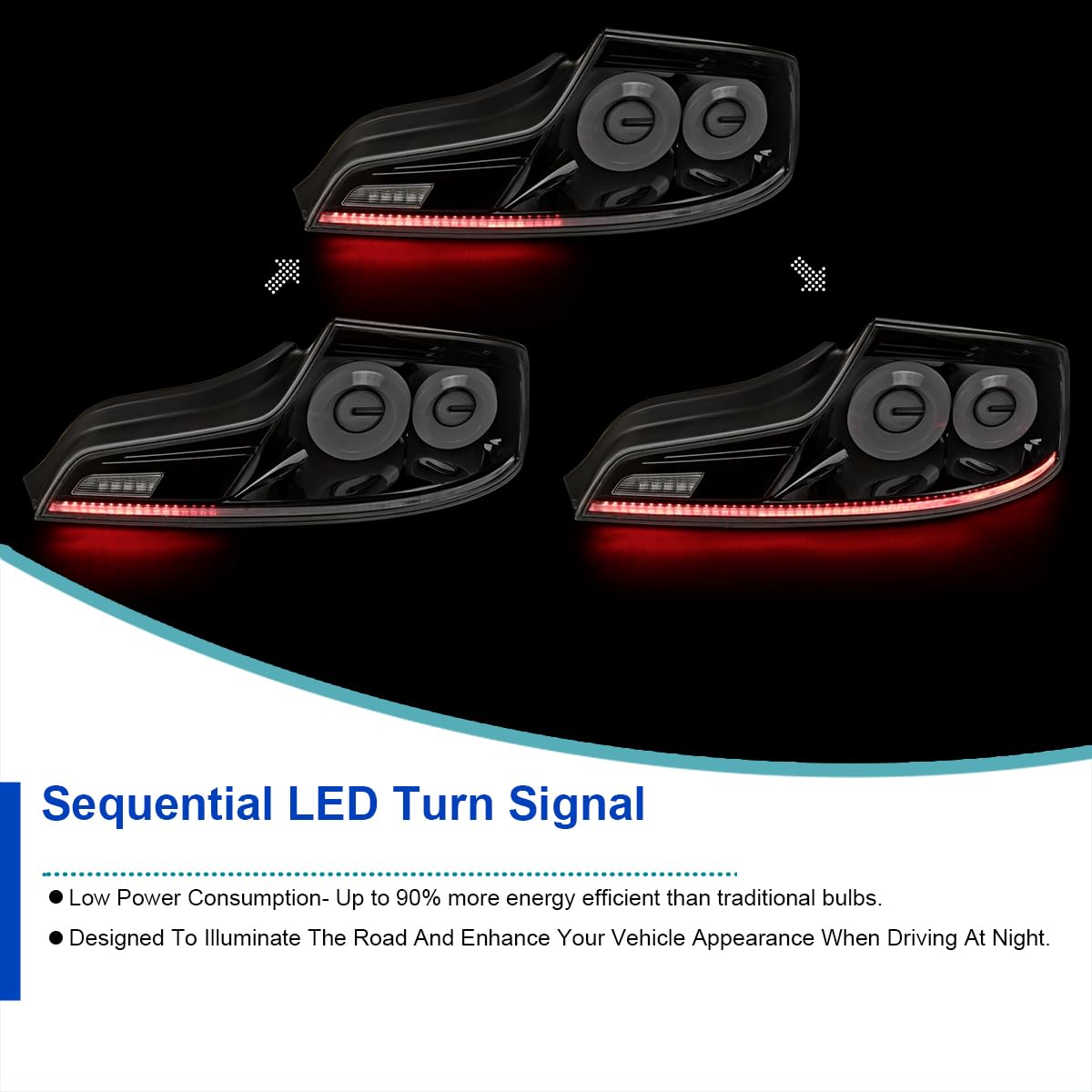 Full LED Tail Lights SPEC-D TUNING w/White Fiber Optic Halo Ring, Sequential Turn Signal, and Startup Animation Compatible with 2003-2007 Infiniti G35, Left + Right Pair Assembly