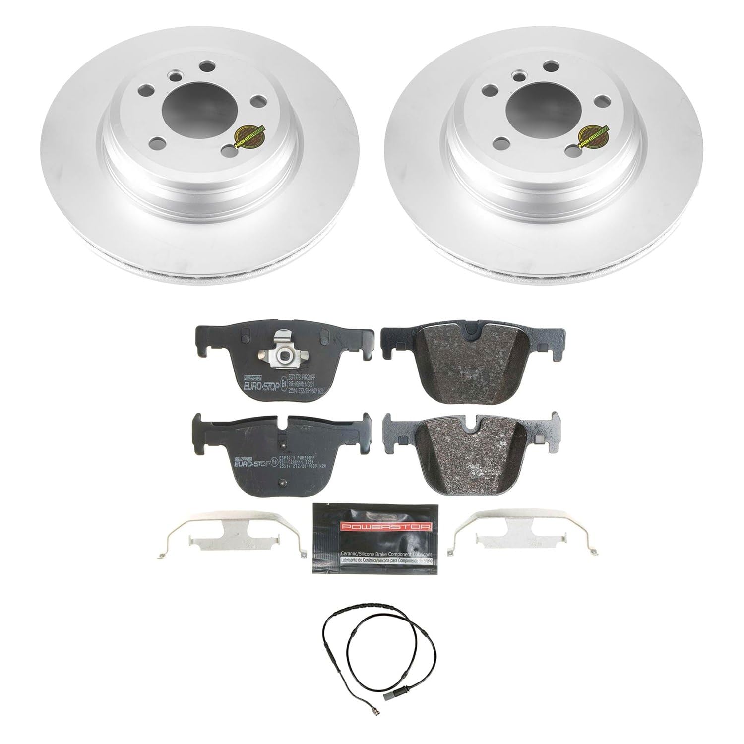 Euro-Stop Power Stop ESK6667 Rear Brake Kit- Coated Brake Rotors & Ceramic Brake Pads
