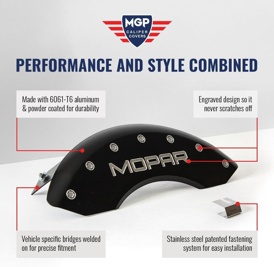 Brake Caliper Covers MGP - 2019-2023 Ford Ranger 2021-2023 Ford Bronco (10248s) Front and Rear Set - Ford Logo - Red