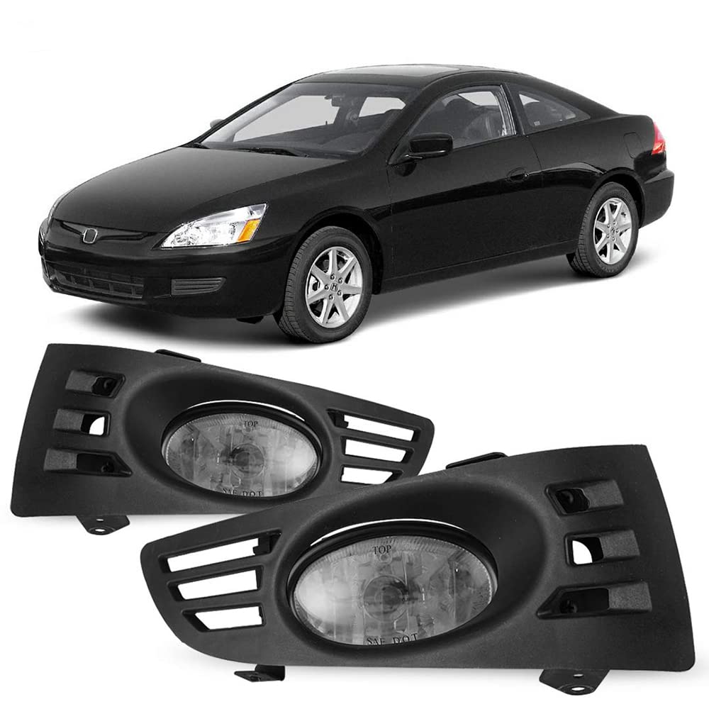 Winjet Driving Fog Lights Compatible with [2003 2004 2005 Honda Accord Coupe] + Switch + Wiring Kit, clear lens (WJ30-0037-09)