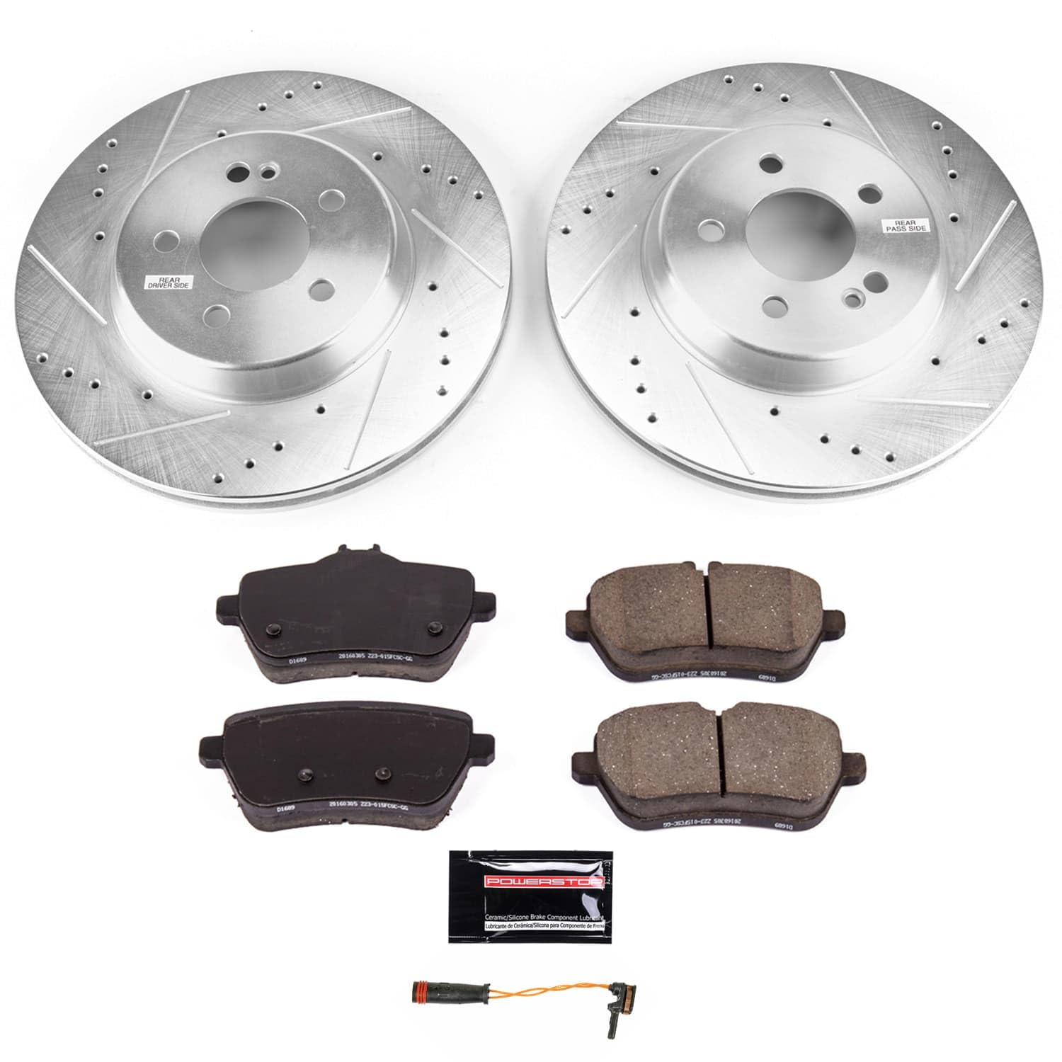 Power Stop K9151 Rear Brake Kit Z23 Carbon-Fiber Ceramic Brake Pads and Drilled and Slotted Rotors For Mercedes - Benz S450 2018-2020, Mercedes - Benz S560 2018-2021 [Application Specific]