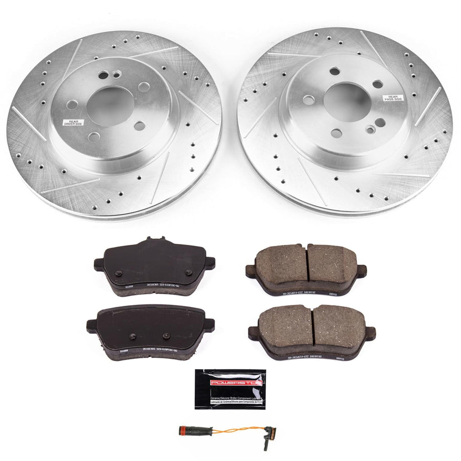 Power Stop K9151 Rear Brake Kit Z23 Carbon-Fiber Ceramic Brake Pads and Drilled and Slotted Rotors For Mercedes - Benz S450 2018-2020, Mercedes - Benz S560 2018-2021 [Application Specific]