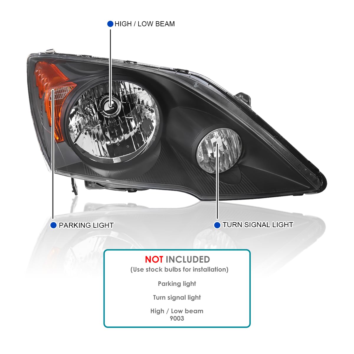 Black Headlights SPEC-D TUNING Compatible with 2007-2011 Honda CR-V
