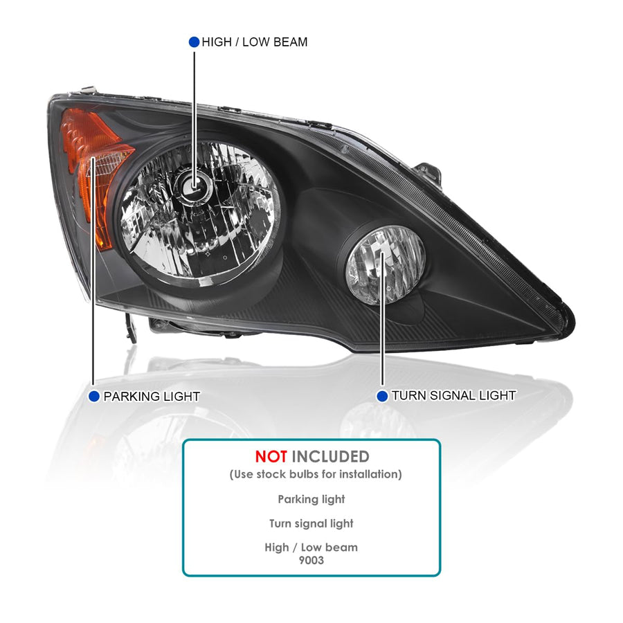Black Headlights SPEC-D TUNING Compatible with 2007-2011 Honda CR-V