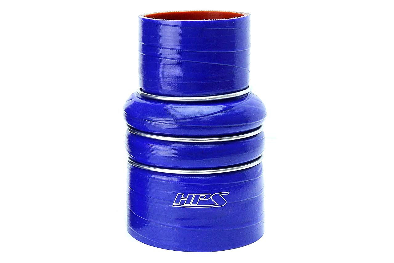 HPS Silicone High Temperature 4-ply Reinforced CAC-350-400-COLD Charge Air Cooler Hose Cold Side, 100 PSI Maximum Pressure, 6" Length, 3-1/2" > 4" ID, Blue