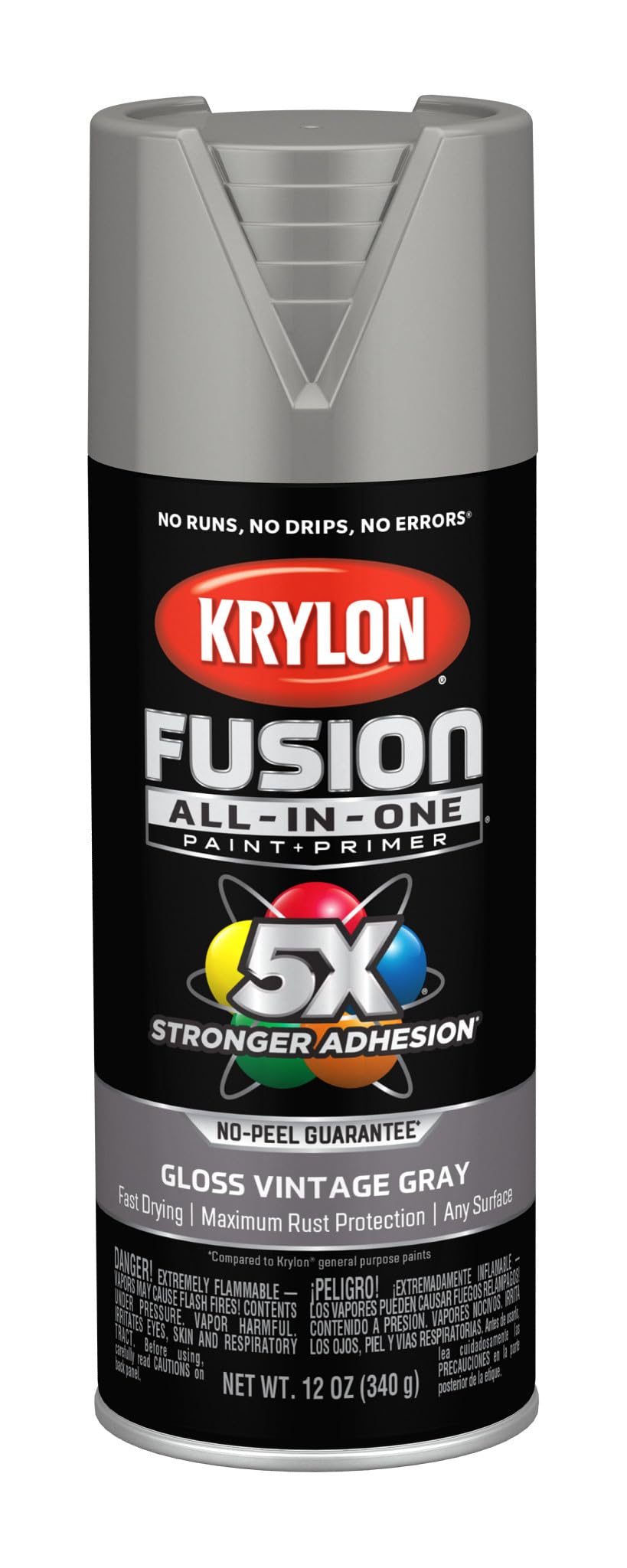 Krylon All-In-One Adhesive Spray Paint for Indoor/Outdoor Use, 12 oz, Vintage Gray