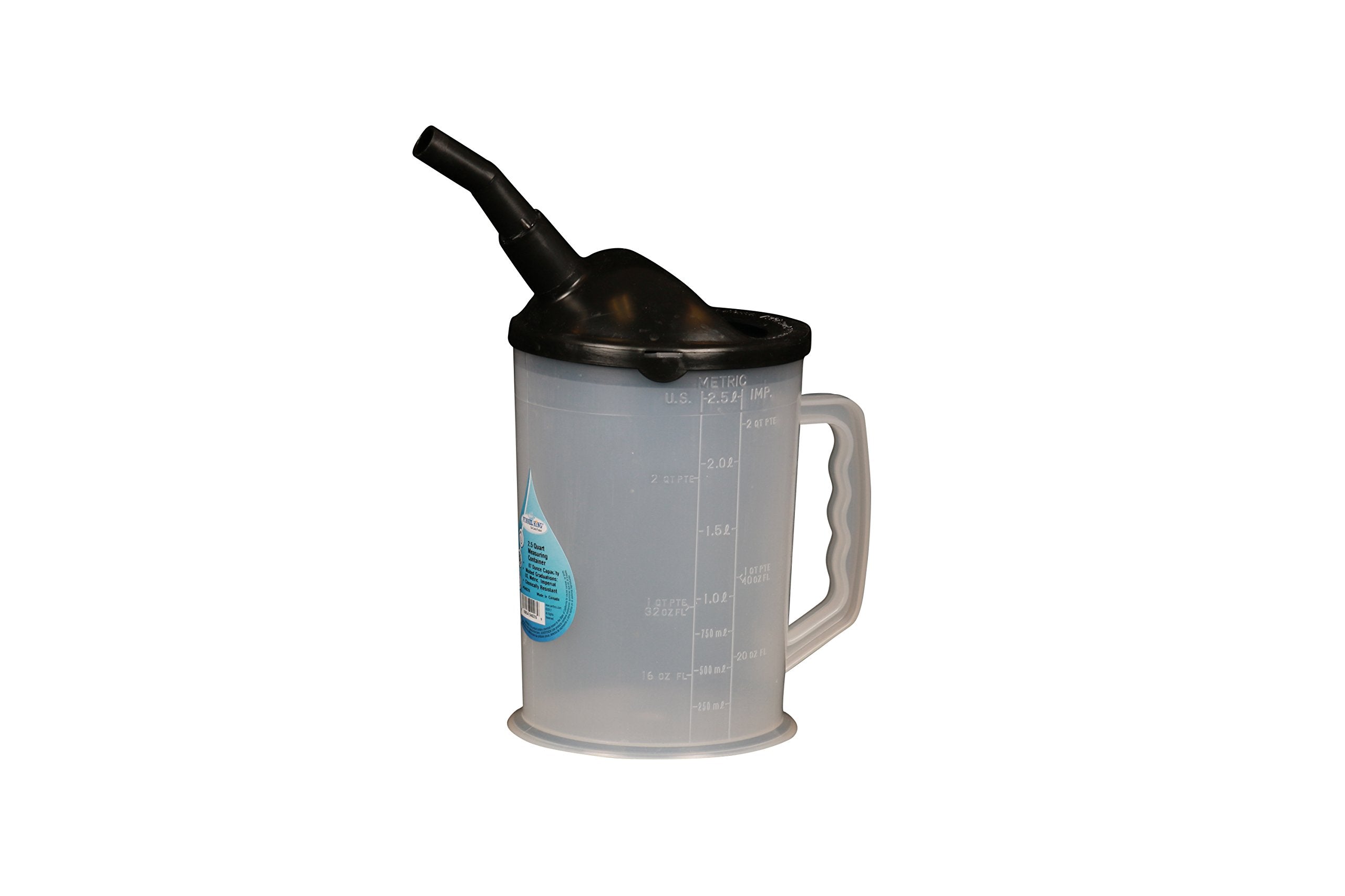Funnel King WirthCo 94026 Heavy Duty Graduated Measuring Container with Black Spout - 87 oz. Capacity