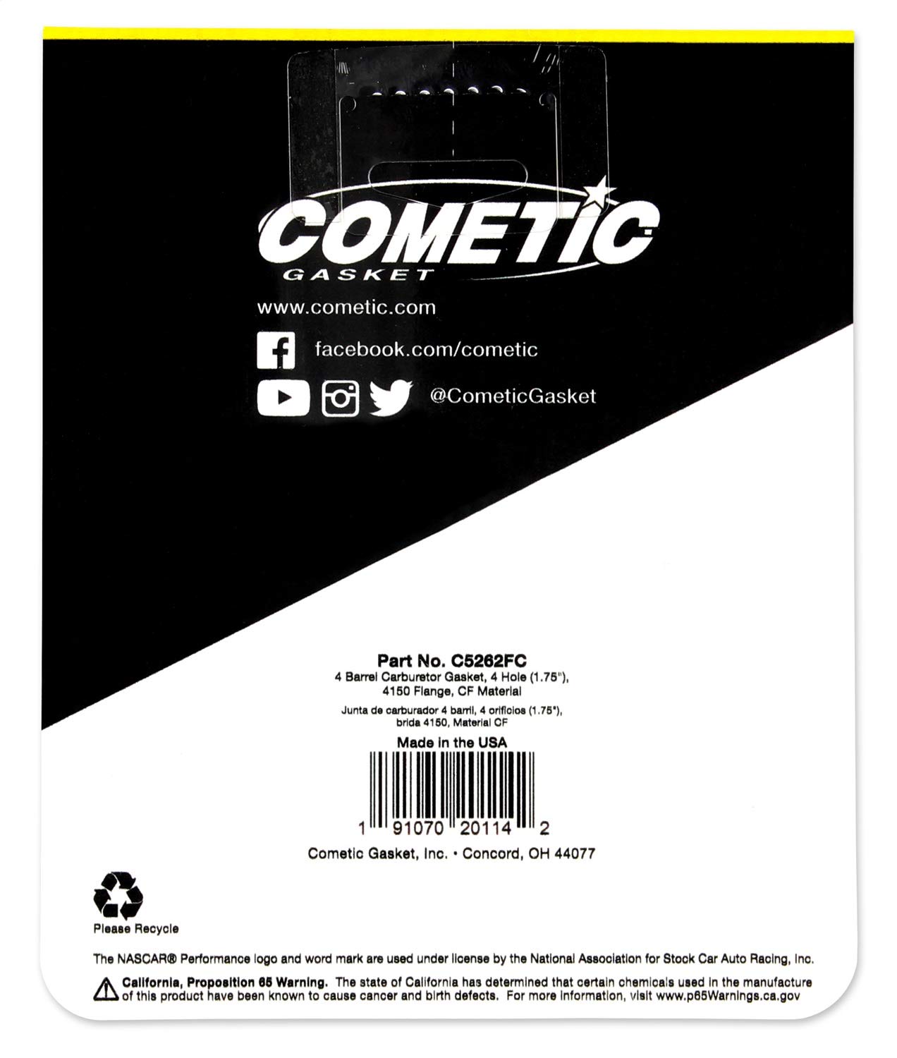 Gasket Carb Base Plate Cometic 4-Hole .047 Thick 4150