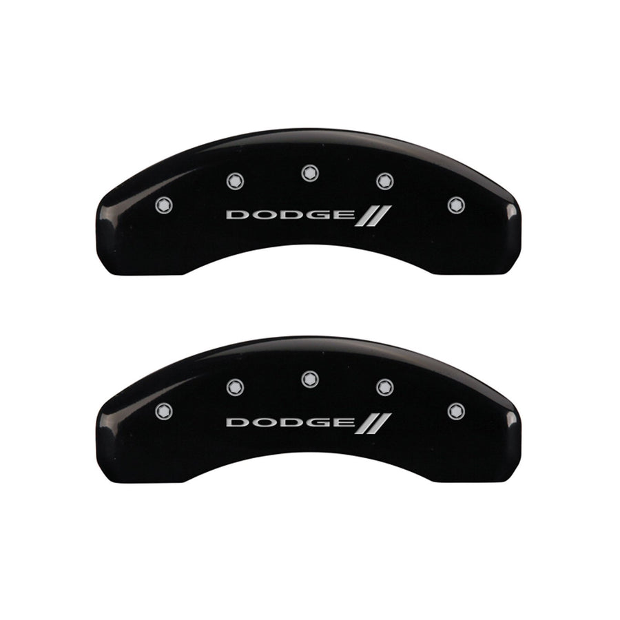 MGP Caliper Covers 'Dodge ll' 12088SDD3BK Engraved Caliper Cover with Black Powder Coat Finish and Silver Characters, (Set of 4)