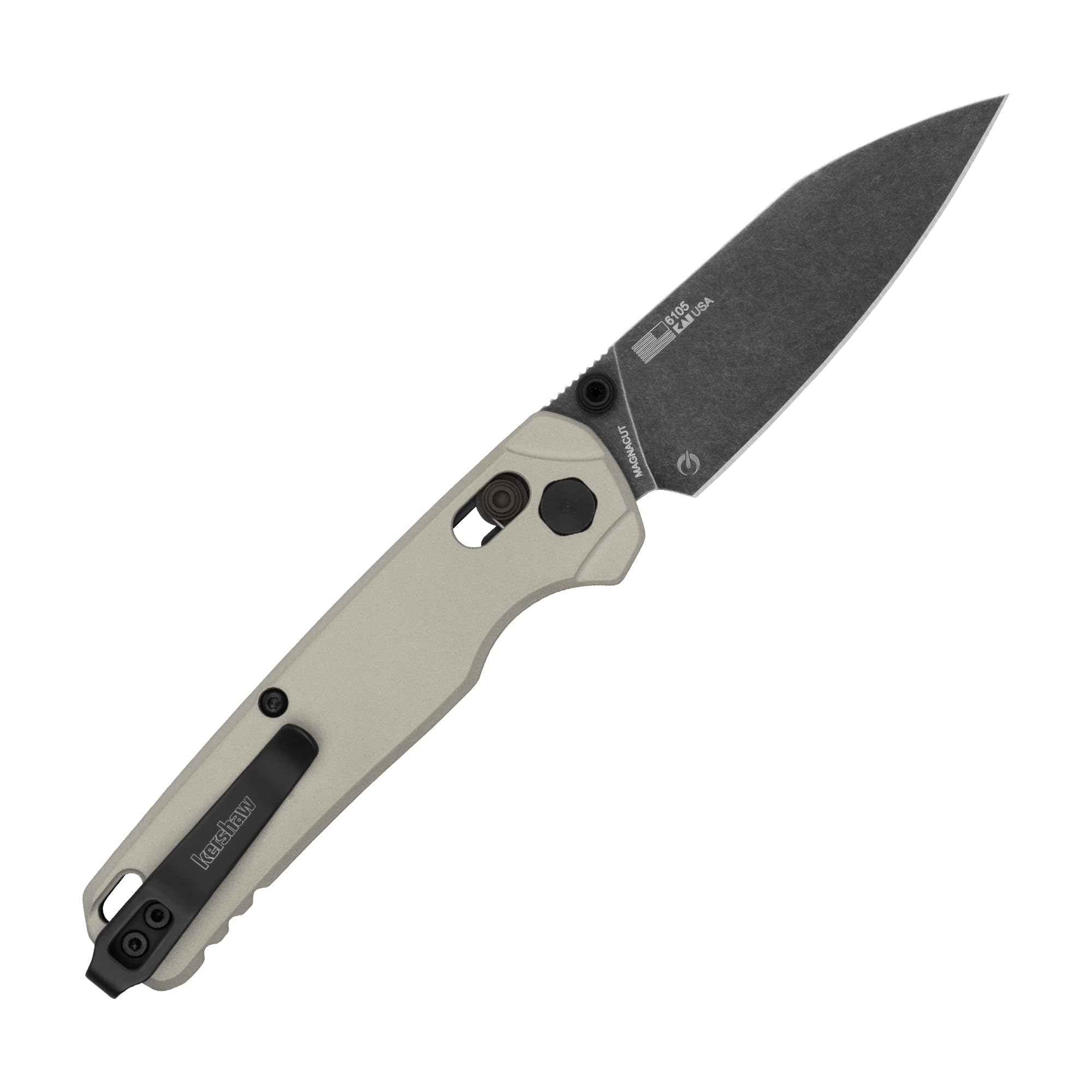 Kershaw Pocket Knife Bel Air, Bright Nickel, 3.1 Inch Stainless Steel Reverse Tanto Blade, EDC with Assisted Opening, Reversible Carry, USA Made, Everyday Carry Pocket Knife for Men and Women