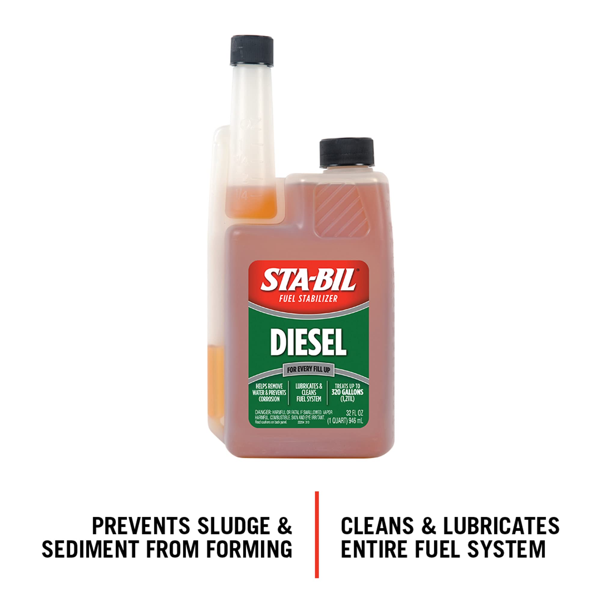 Diesel Fuel Stabilizer And Performance Improver STA-BIL - Keeps Diesel Fuel Fresh For Up To 12 Months - Lubricates And Cleans The Fuel System - Treats 320 Gallons, 32 fl. oz. (22254)