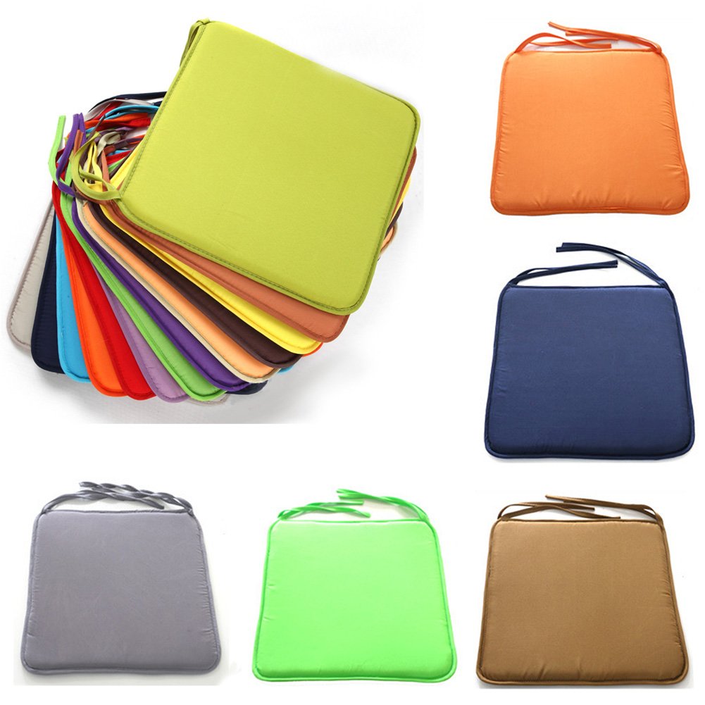 Cushion Seat Pad, 40cm x 40cm Square Solid Color Chair Seat Pads with Ties for Patio Home Car Sofa Office