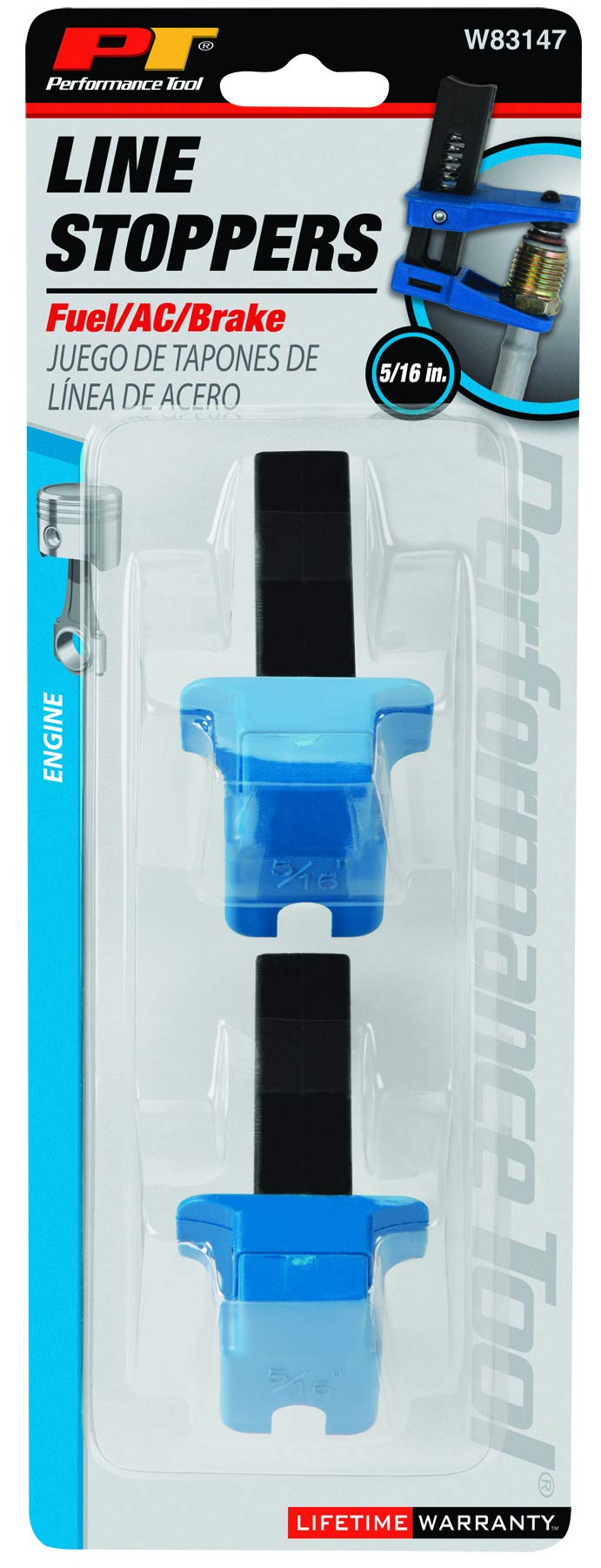 Fluid Line Stopper Kit Performance Tool W83147 for Leak-Free Repairs on Most Vehicles - Includes 2 Stoppers for 5/16 in. ID Lines