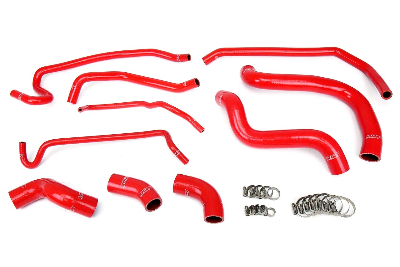 Red HPS 57-1429-RED Silicone Radiator Coolant/Heater Hose Kit